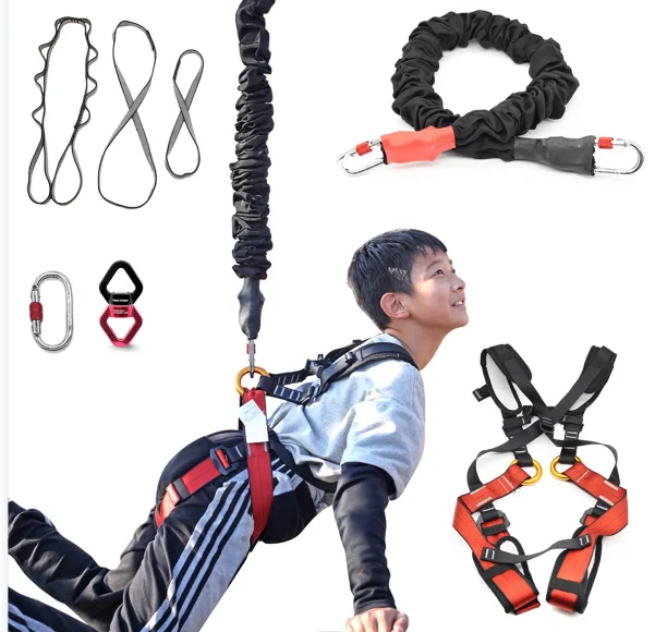 High Strength Kids Aerial Yoga Safe Belts Bungee Cords Comfortable Safe Bungee Set For 5-12 Year Old Children