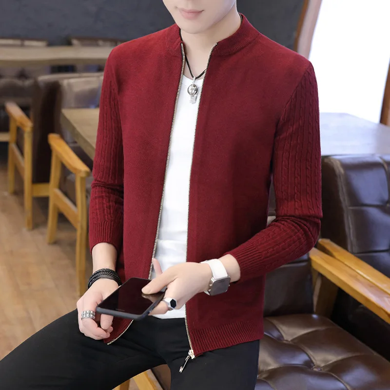 Cardigan Men Cotton Sweater Men Brand Clothing Zipper Fashion Winter Jacket Striped  Personality  sweater