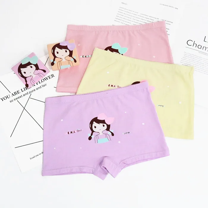 
Ready To Ship 4-12 Years Lovely Cartoon Printing Organic Cotton Kids Underwear for Girls 