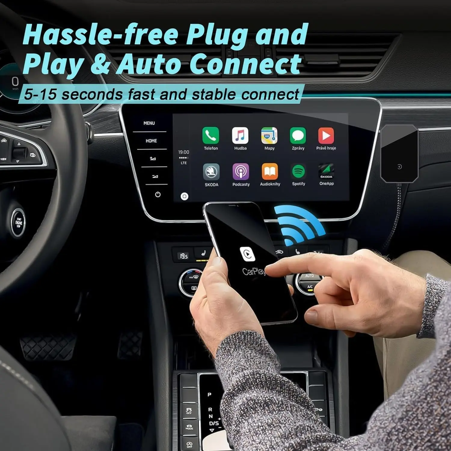 Boyi Wireless Carplay Wireless Adapter Plug & Play Wired to Wireless CarPlay Dongle 2024 Update Low Latency