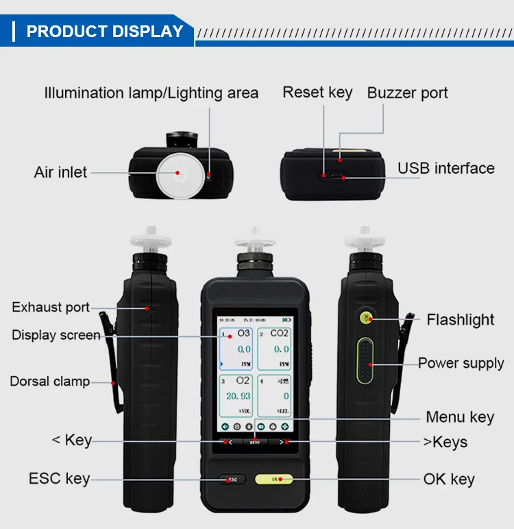 Factory cheap price hydrogen sulfide gas leakage detector with alarming function