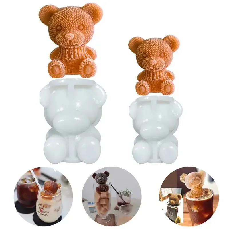 Bear ice cream mold Multi-purpose ice making silicone mold make jelly dessert wine taste cartoon cute style ice hockey