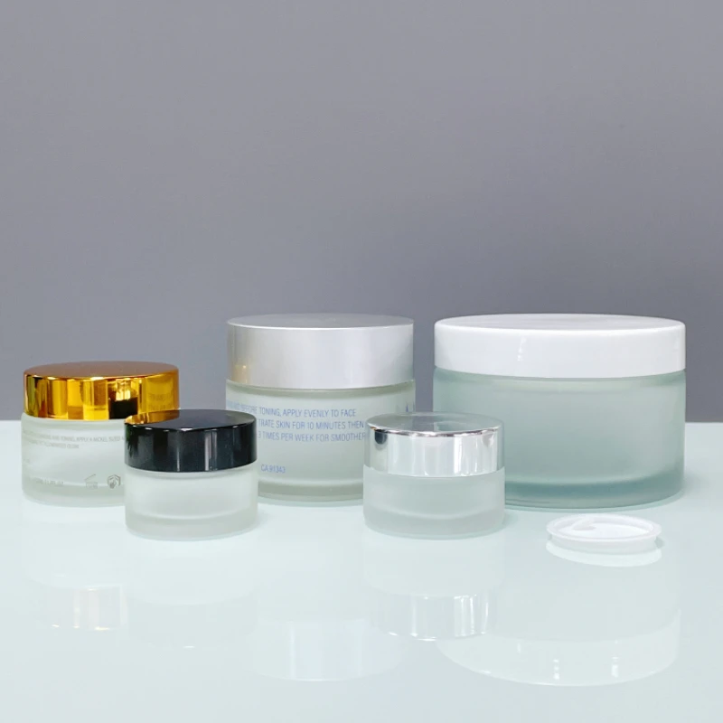 Custom frosted colored empty 20g 30g 50g 100g eco body care cosmetic glass cream jar for cosmetic packaging