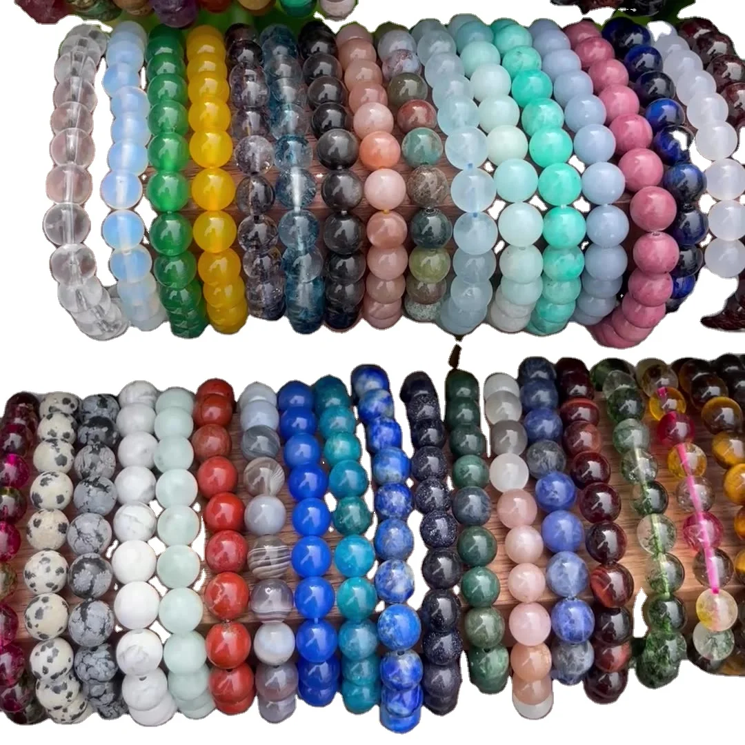 Wholesale 8mm Large Natural Healing Jade Pink Stone Bead Bracelets Fashion Gemstone Jewelry Turquoise Bracelet For Men  Bulks