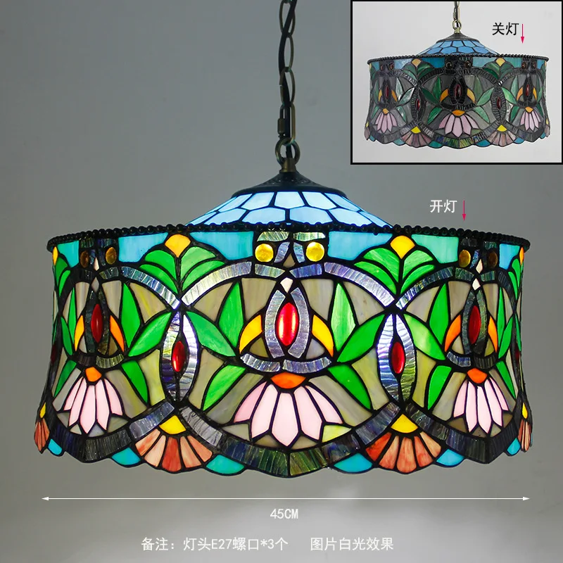 European style Tiffany chandelier living room lamp dining room bar glass art creative ceiling Tiffany chandelier