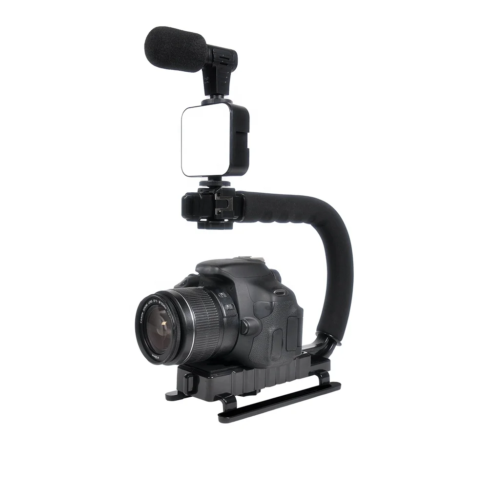 Tiktok Vlogger Photographic Equipment Smartphones Camera U Grip Stabilizer Mic Microphone LED Video Light Vlogging Kit