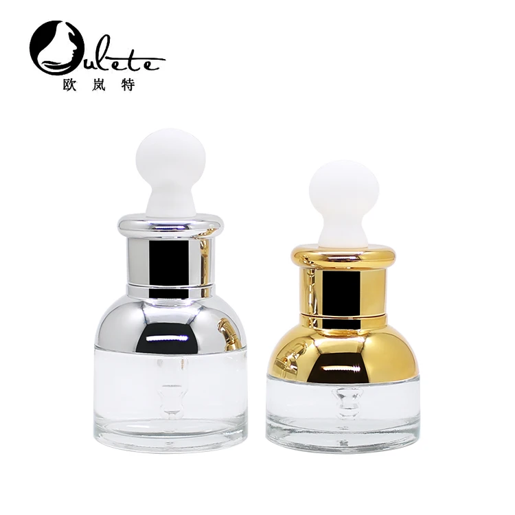 
new design cosmetic silver glass dropper serum bottle for essential oil with perfume 