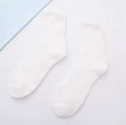 Fashion Winter Women Girls Fuzzy Crew Socks Candy Color Cozy Plush Fluffy Fur Room Floor Slipper Socks