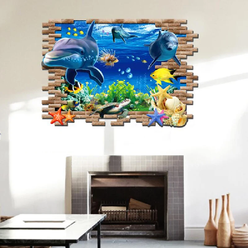 Remove large 3d dolphin window stickers for kids