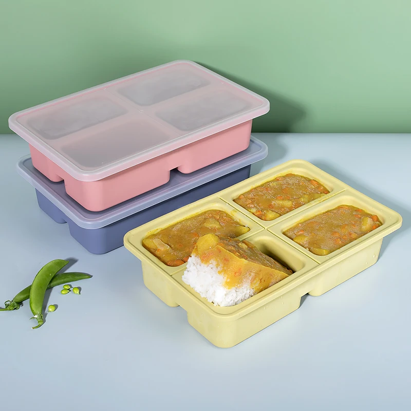 Wholesale Food Grade Large Big Custom Reusable BPA Free 4 Grids Ice Ball Maker Mold lip Silicone Ice Cube Tray Ice Mold