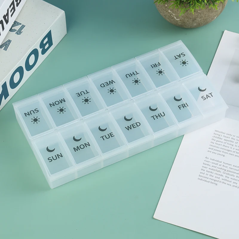 Pill Organizer 2 Times a Day Large 7 Day Vitamin Organizer AM PM/Weekly Daily Medicine Box Cases for Pills Fish Oil Supplements