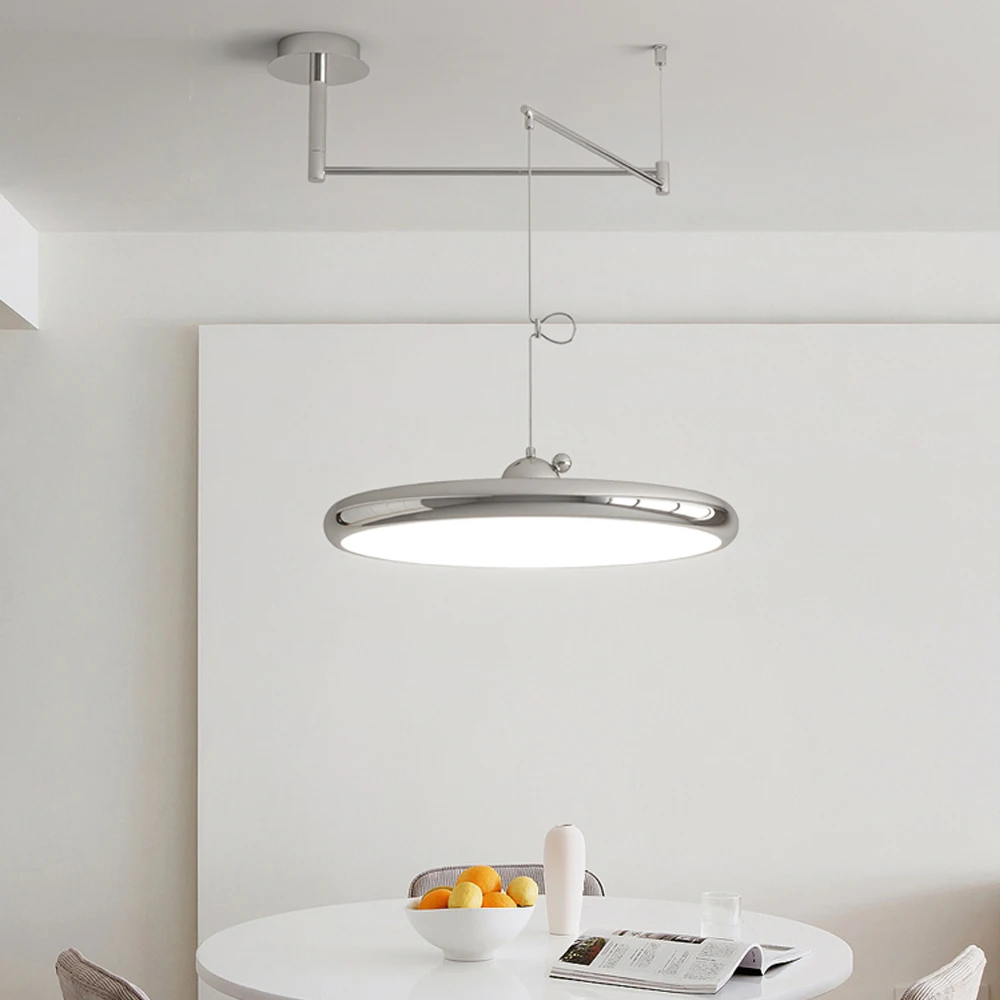 Flying saucer rocker arm dining room chandelier Modern simple table light advanced French minimalist dining room chandelier