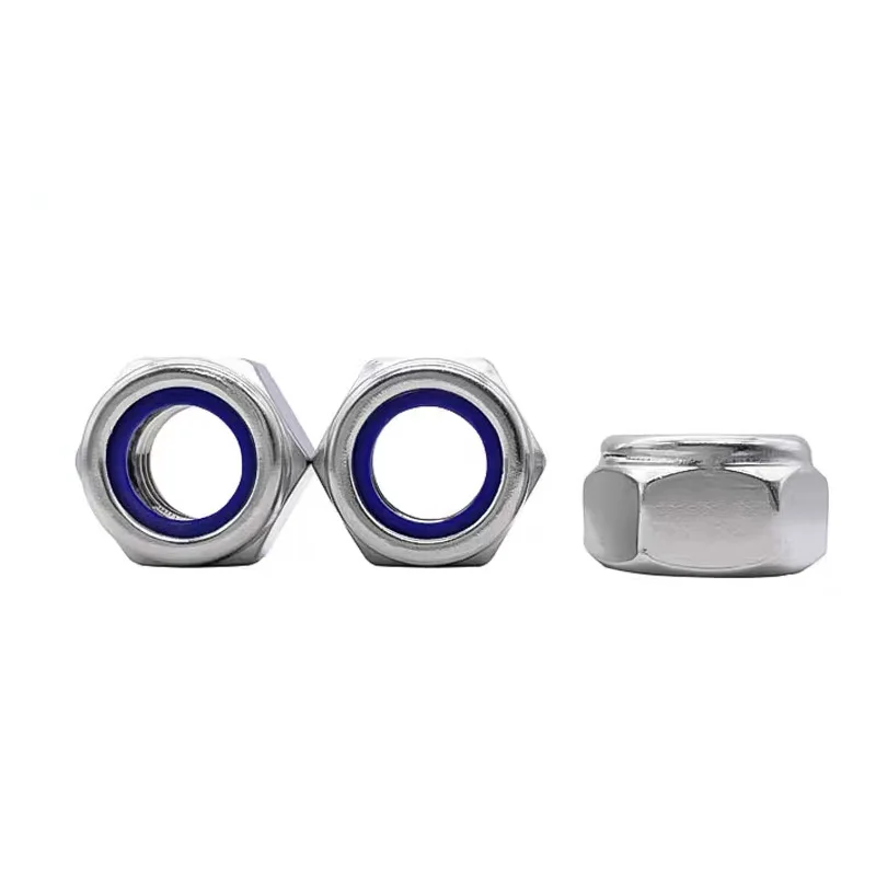 High quality Carbon steel Stainless Steel 304 DIN 985  A2 Hexagon Nylon Insert Lock Nuts