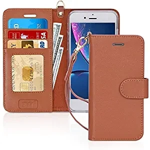 
Genuine Leather Wallet Case with Kickstand Feature and Flip Folio Case Cover with Card Slots 