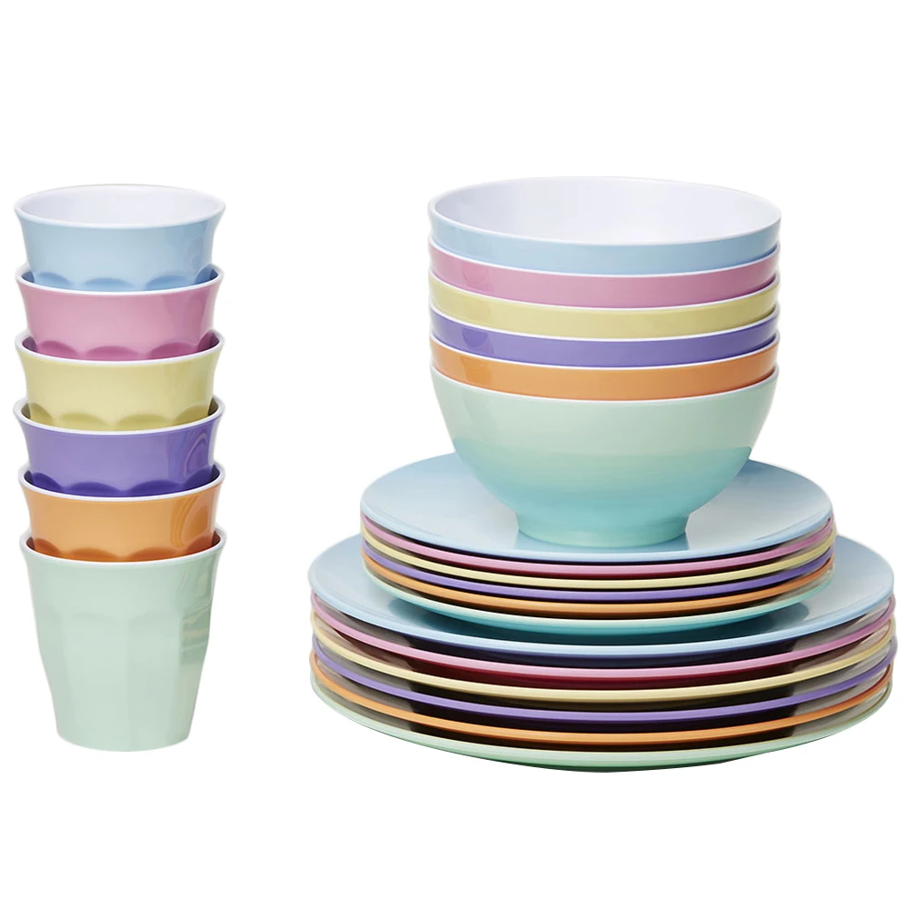 
Durable Melamine Dinnerware Set Tableware Dinner Plate Bowl Set in Assorted Colors 