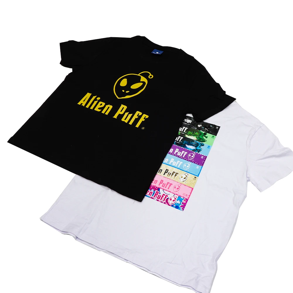 Alien Puff  High Quality Custom Smoking Shop Uniform Smoke Exhibition Advertising T-shirt 100% Cotton White Black Unsex
