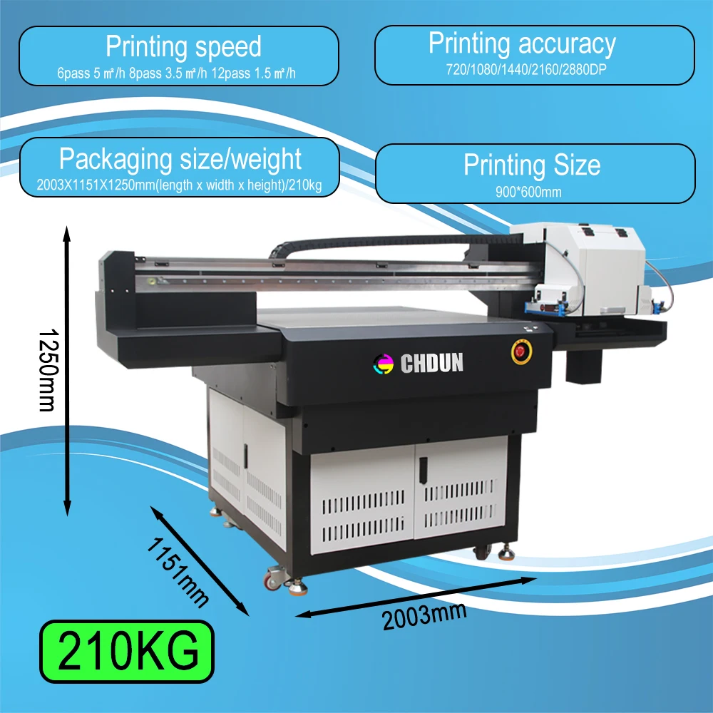 9060 UV Flatbed Printer With 2-3 XP600 Printheads Automatic media height detecting system Souvenir Printing Machine