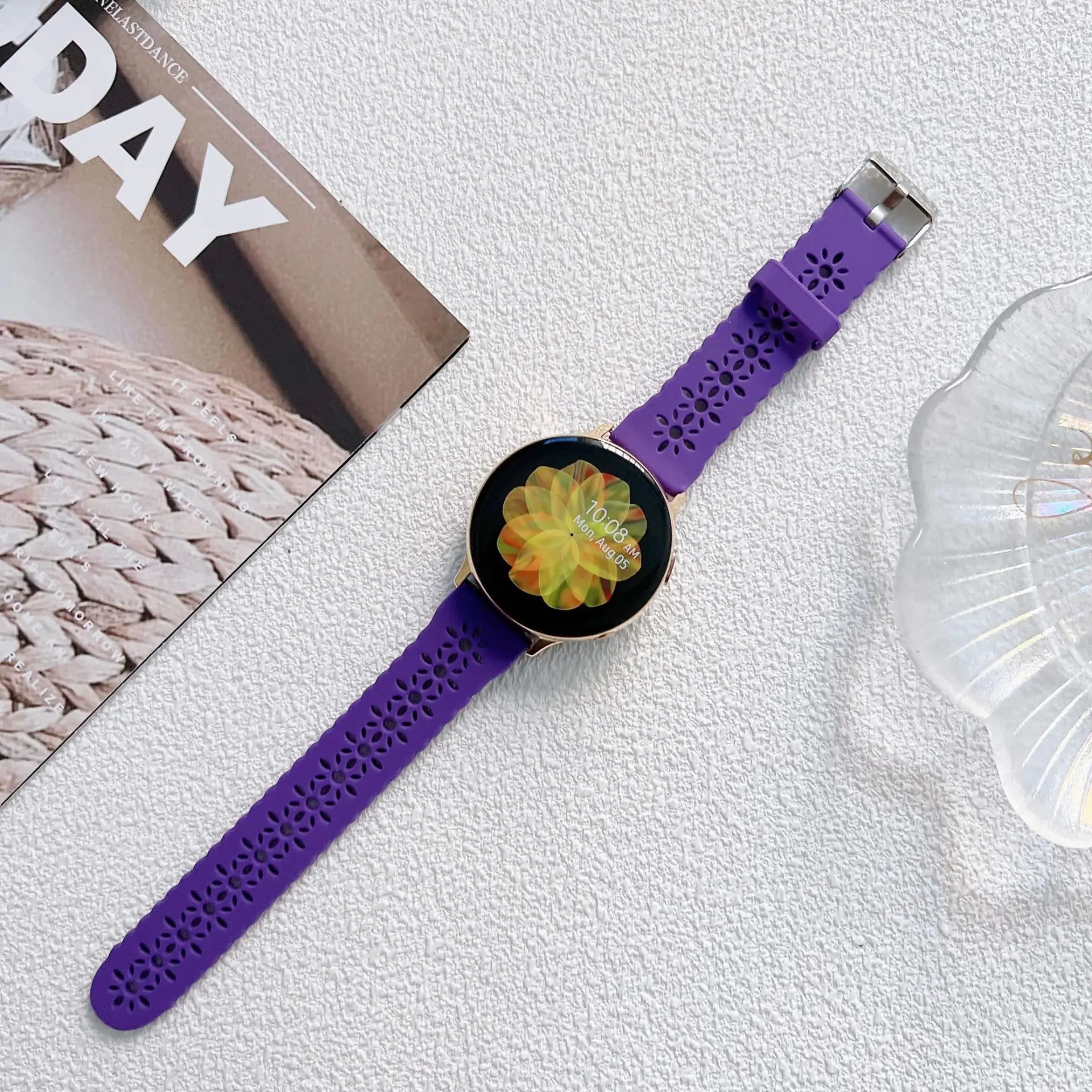 ShanHai 20 22mm Band for Samsung Galaxy 6/5/pro/4/Classic/Active 2 40 44mm Silicone Air hole bracelet For huawei GT 3-2-2e strap