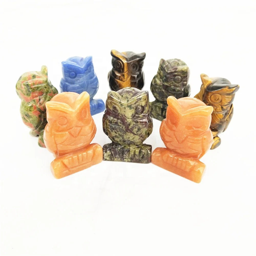 Wholesale Natural Hand Made Crystal Stone Animals High Quality Owl Shape Sculpture For Gift