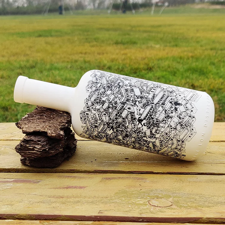 RSG Custom 700ml Gin 1 Liter Manufacturers Empty 750ml Cork Top Quality Round Frosted Vodka 500ml Glass Bottle for Liquor