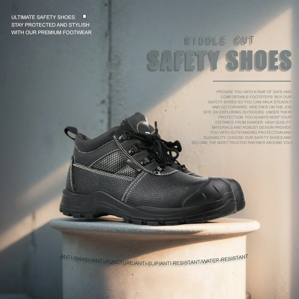 S3 standard Genuine Cow Leather With European Standard Safety Toe And Safety Midsole Safety Shoes For Men