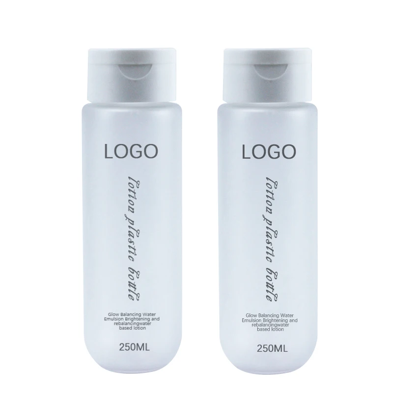 plastic body lotion packaging bottle 250ml  transparent frosted container toner plastic bottle