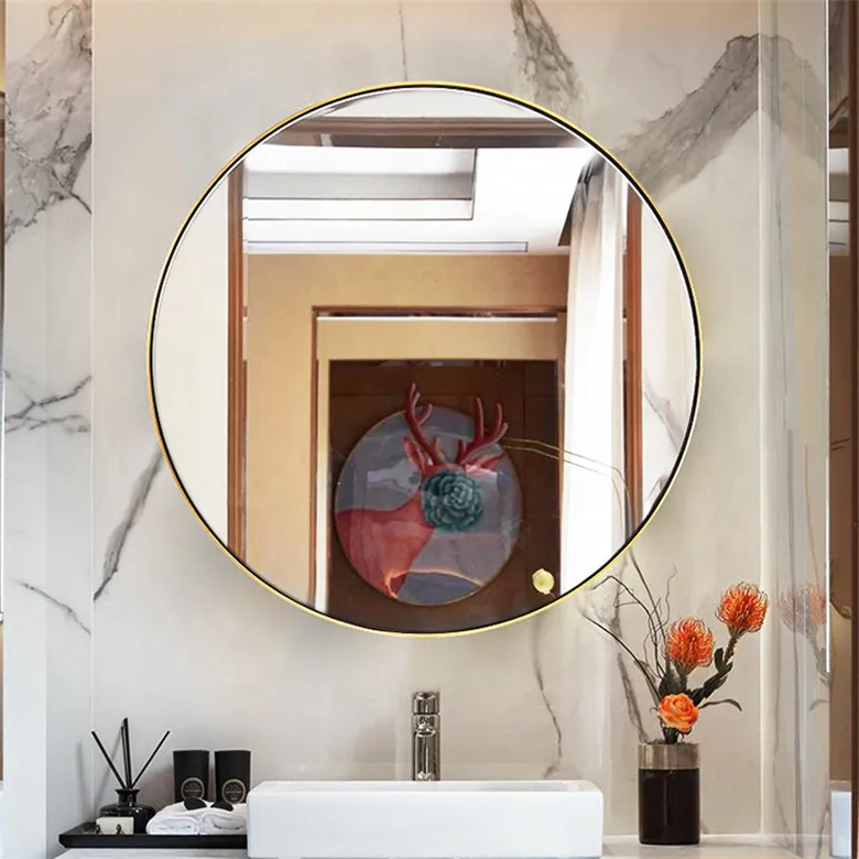 
MOK Decorative Wall Mounted Stainless Steel framed Bathroom Mirror 