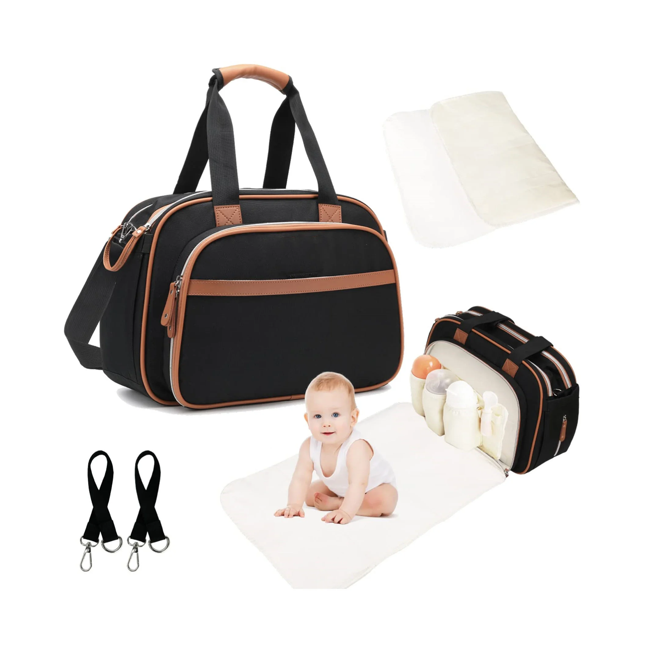 Многофункциональная сумка для подгузников от производителя, водонепроницаемая сумка для подгузников с пеленальным ковриком, портативная многоразовая сумка-тоут для подгузников