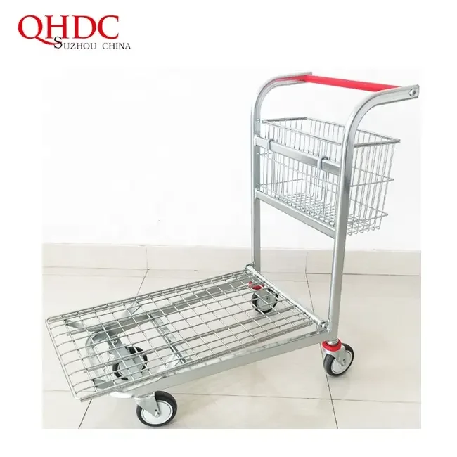Hot Sale flat stainless steel airport Luggage four-wheel passenger baggage cart
