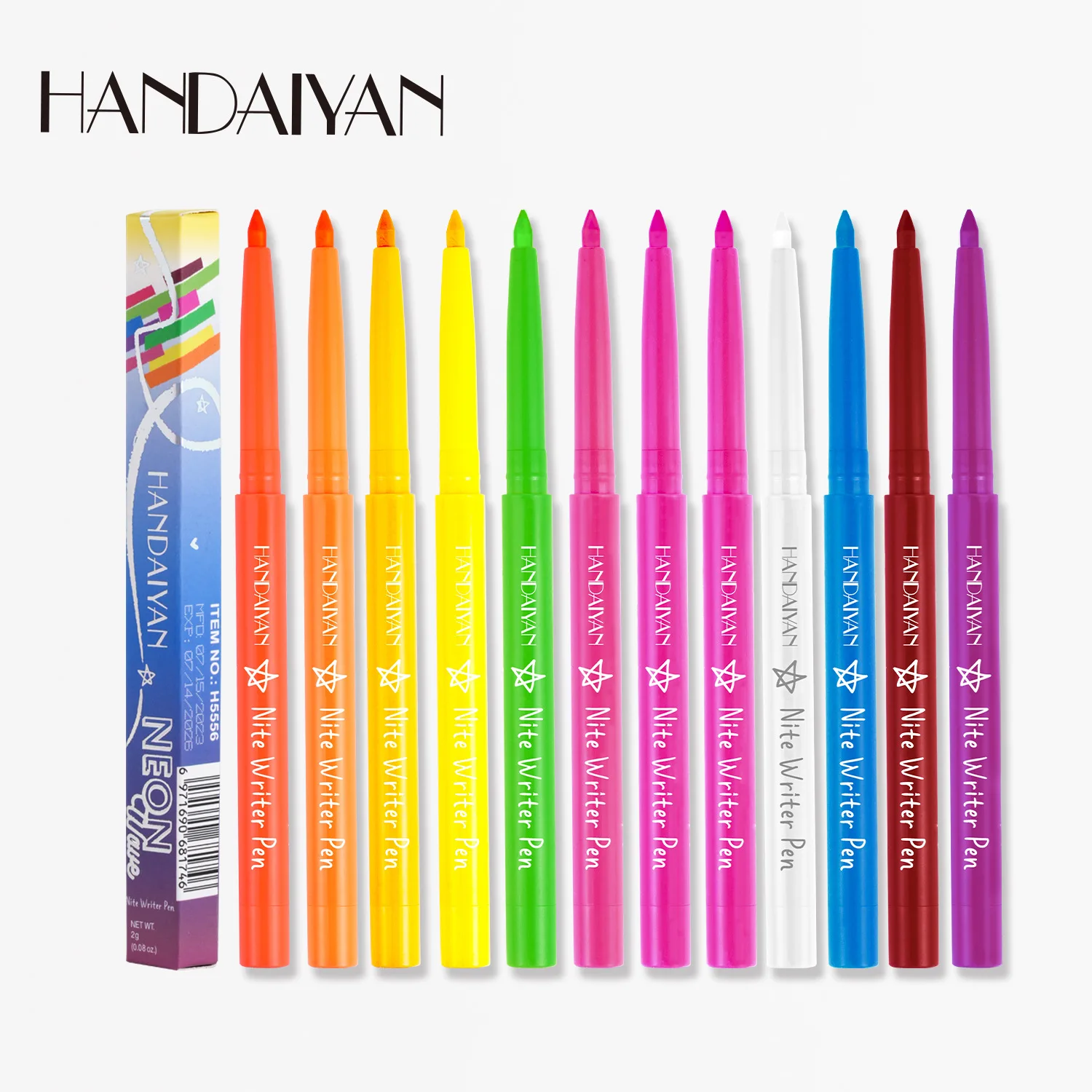 HANDAIYAN 12-color eyeliner color waterproof eyeliner adhesive pen Gel Liner UV Fluorescent Glue Multi-color Gel Eyeliner Pencil