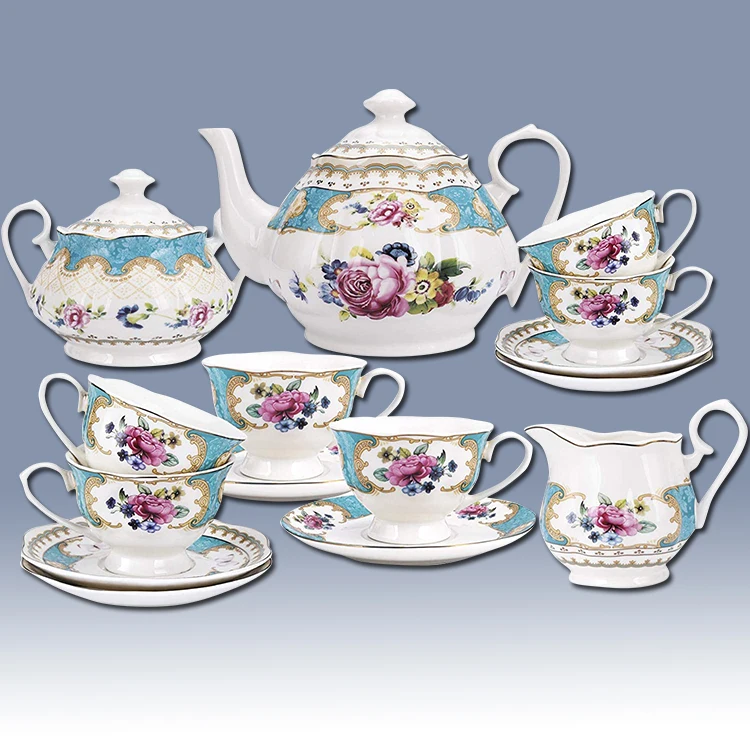 2022 Chaozhou Porcelain Factory Luxury Turkish Tea Set Custom Modern Designer Bone china Dubai Afternoon Cup Saucer Tea Set
