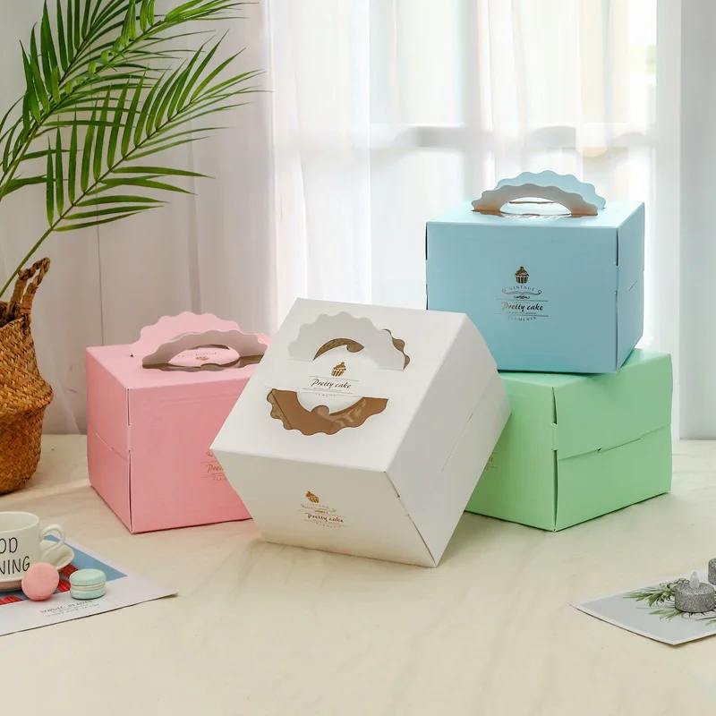 
Yc60054-1 factory sale customized cake food wholesale paper gift box with window display and handle 