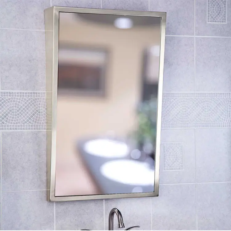 Wall mounted brushed stainless steel framed handicapped mirrors fixed tilt bathroom disabled mirror