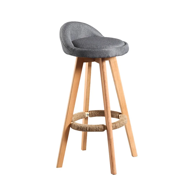Wholesale Nordic Style Short Back-rest Customized Solid Wood High Bar Stool For Milk House Shop Bar
