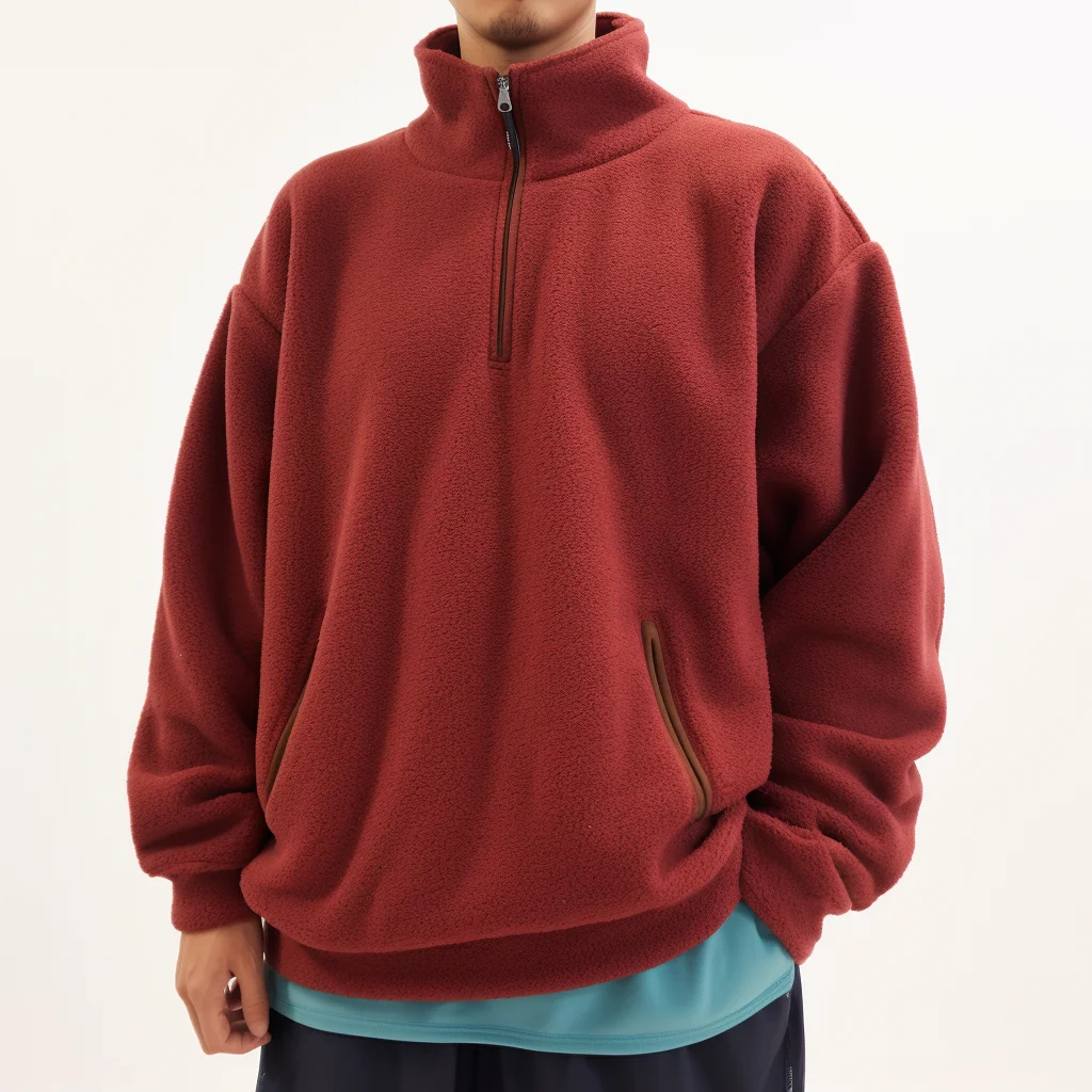 Custom Logo Men Fleece Jackets 1/4 Zip Up Oversized Warm Windproof High Quality Fashion Design Jacket For Man