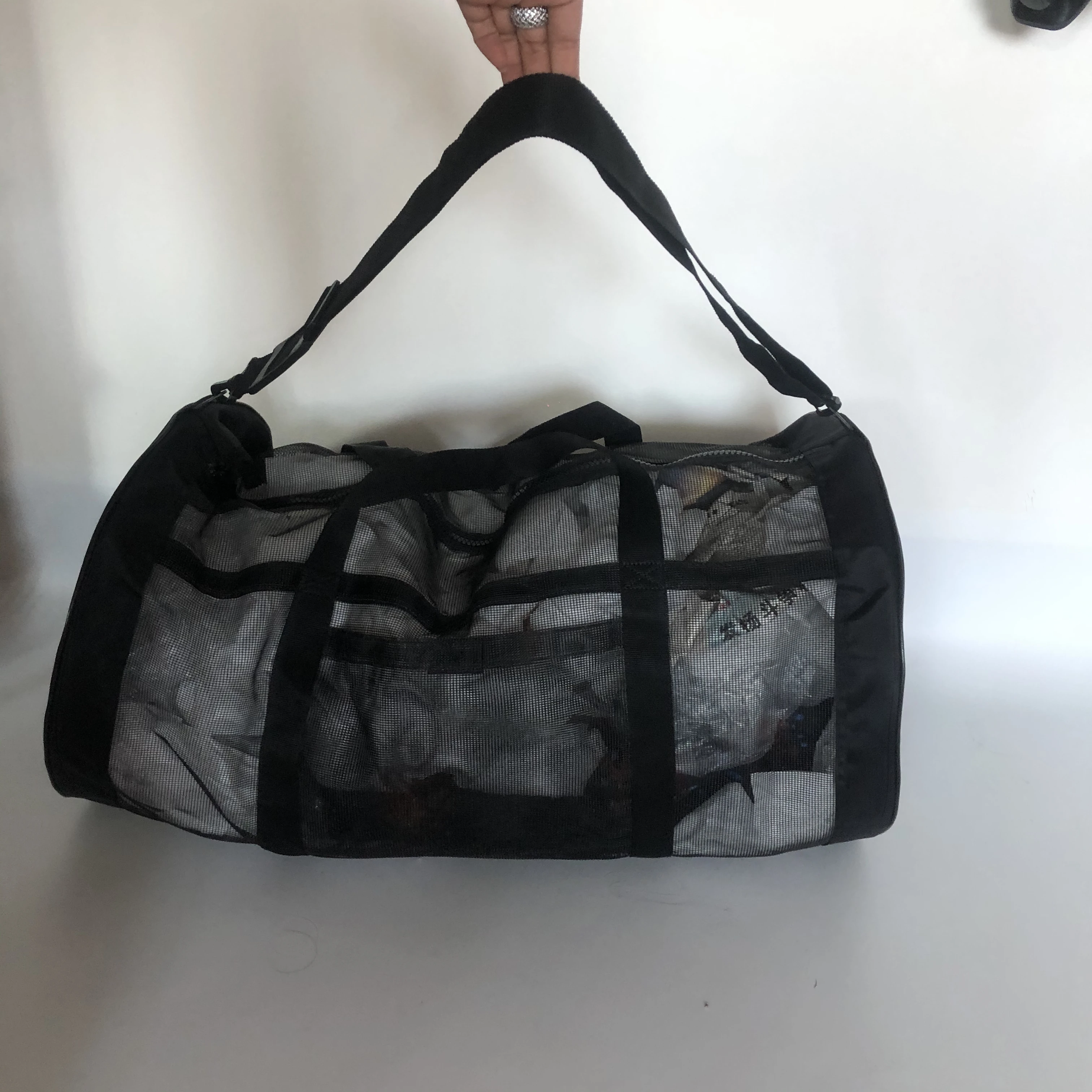 DPR Diver Duffle Mesh bag Diving Bag Heavy duty mesh with nylon /  zipper on top / extra shoulder strap