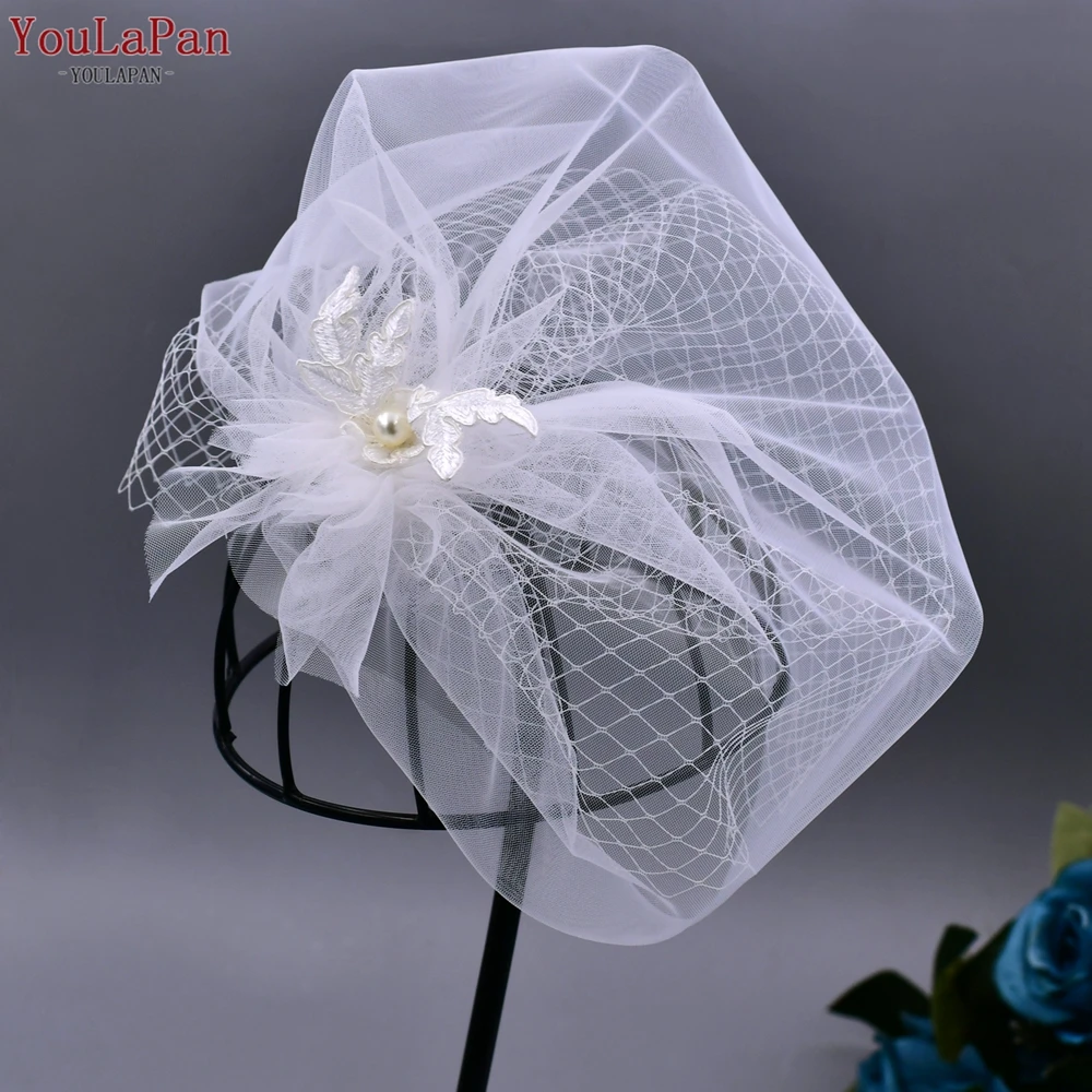 YouLaPan VA14 Fashion Bridal Short Veil Double Layer Mesh Cover Headpiece Headband Banquet Wedding Fascinating Birdcage Veil