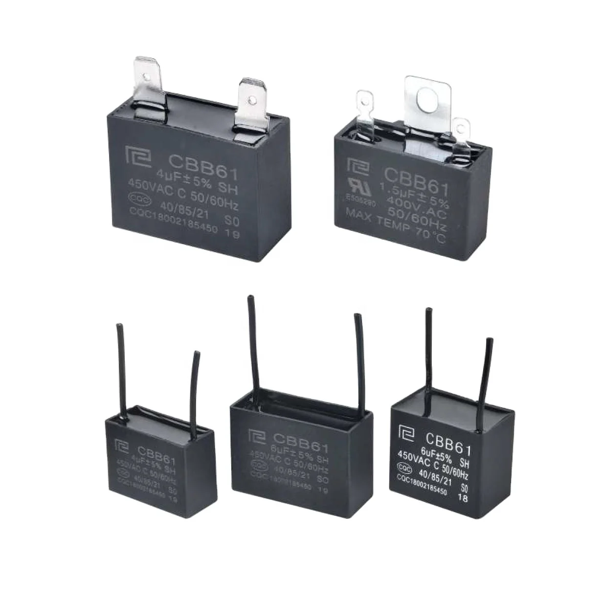 CBB61 type AC Fan MOTOR RUN running starting film CAPACITOR USED FOR AIR CONDITIONER adjust speed 1uf 2uf 3uf 5uf 8uf  10uf 12uf