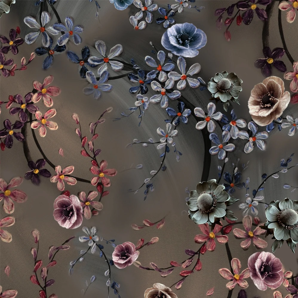 polyester 50 soft stretch satin chiffon custom summer styles design digital printing for women wedding party long dress fabric