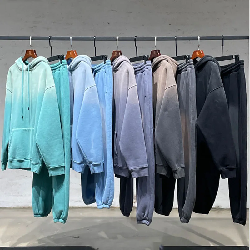 2 Piece Jogging Suit Acid Wash Color Changing Custom Training Sportswear Tracksuit