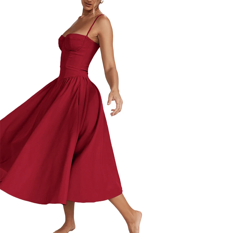 TWOTWINSTYLE Wholesale of New French Retro Long Dresses Court Style Dressing Straps