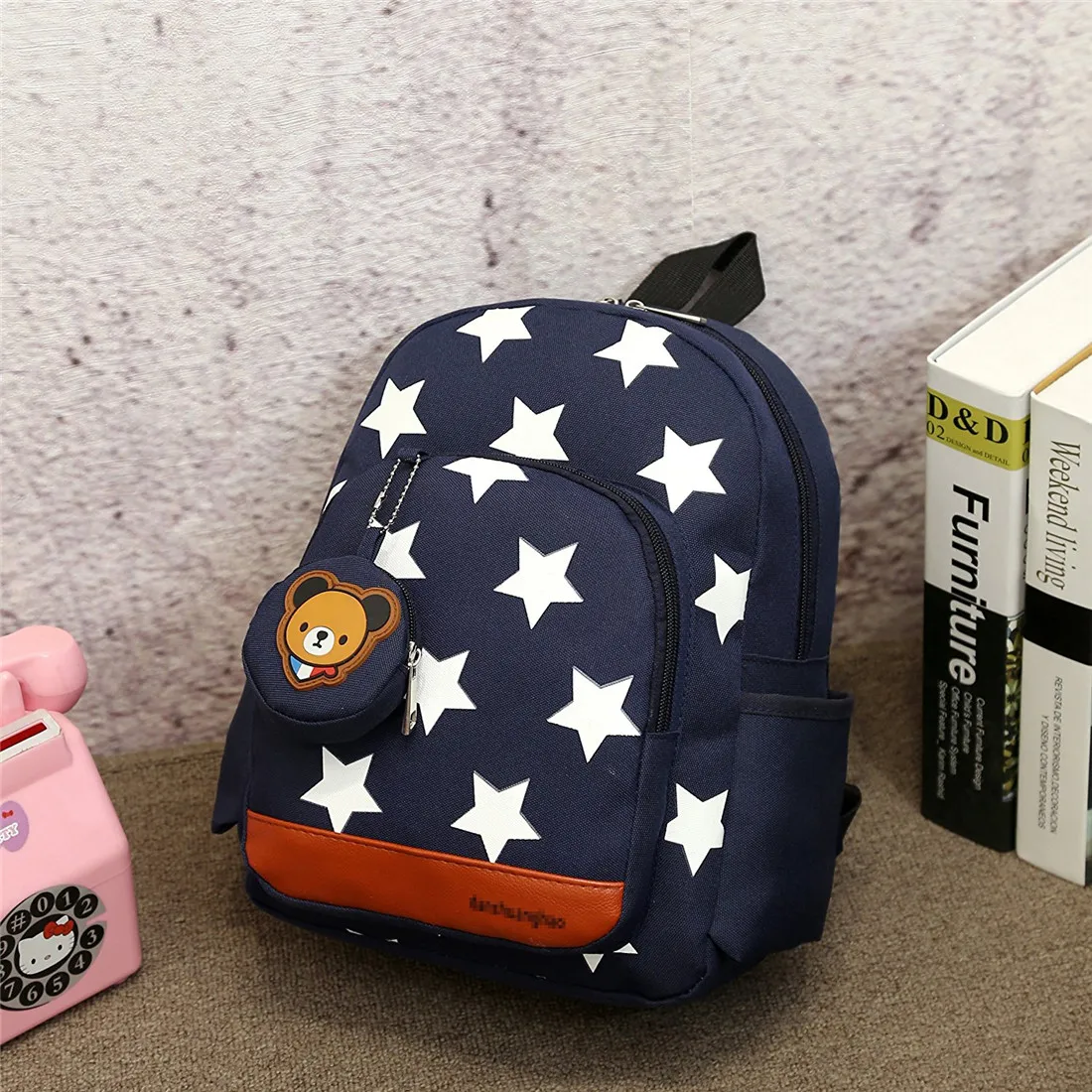 Fashion Star Bear Design Kindergarten Backpacks School Bags Wholesale Mini Cheap Kids Backpacks