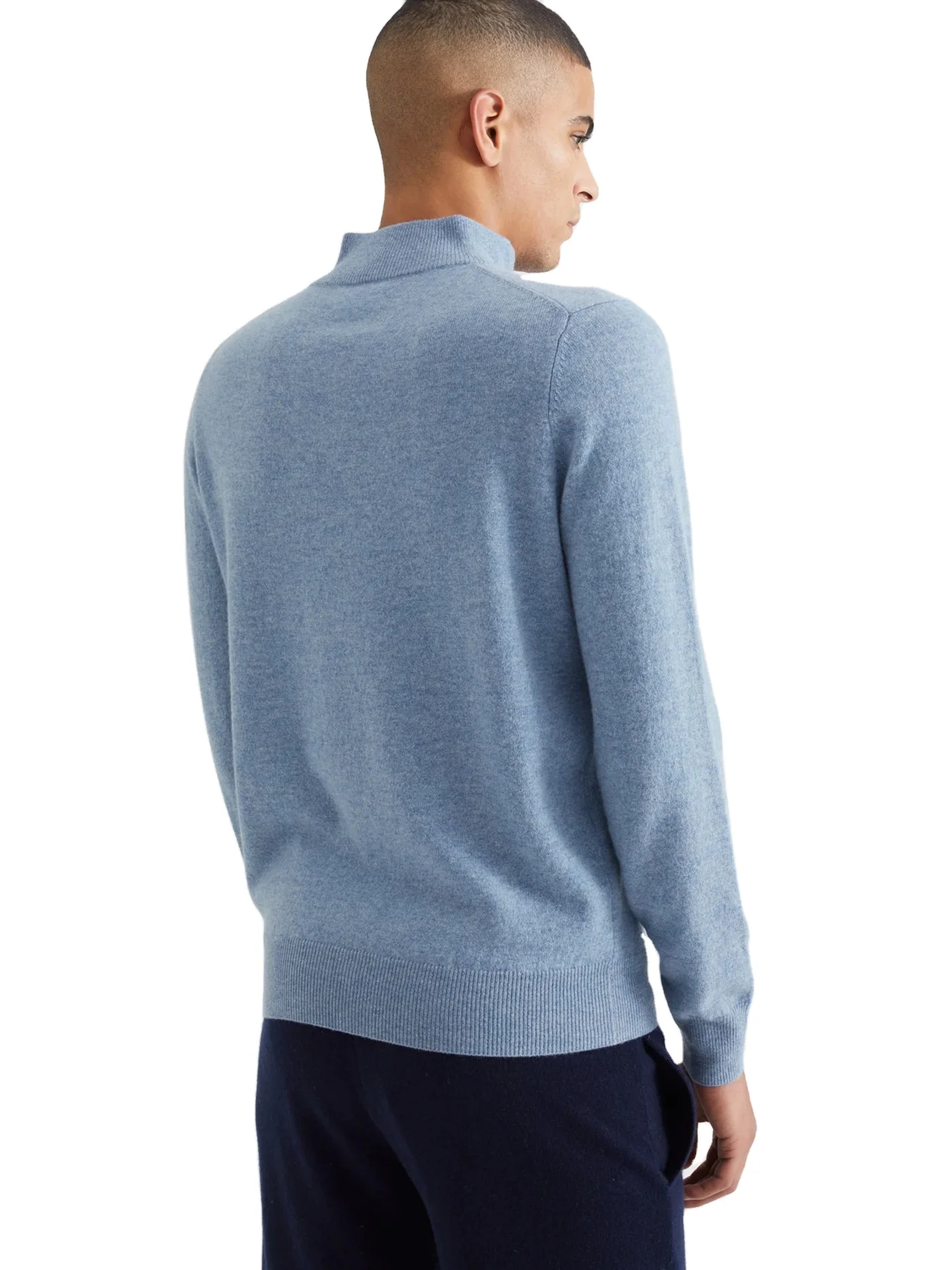 Manufacturer custom half zip neck knit cotton wool cashmere 100% cashmere polo sweater pullover for men clothing
