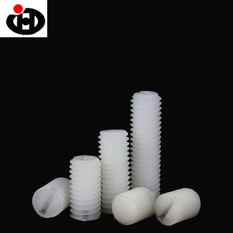 Slotted Set Screws Flat Head Plastic Headless Screws Cap Cover with Plastic White Natural Nylon