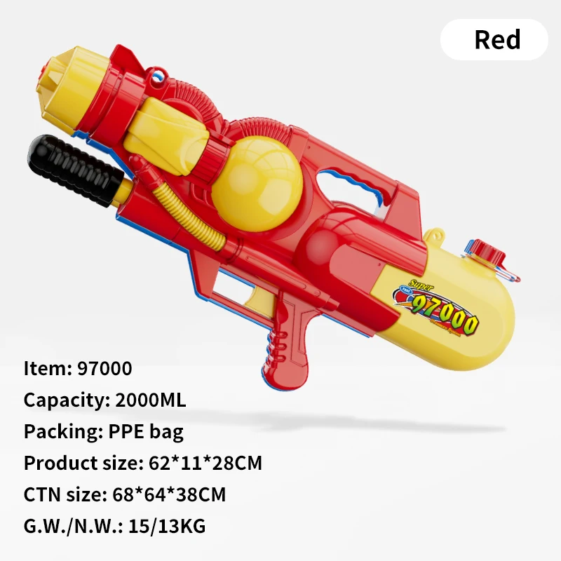 Hot Colorful Hand Pump Plastic Bottle Water Gun Red Cool Jet Toy Unisex Large Capacity Gatling Water Gun Toy Blaster For Kids