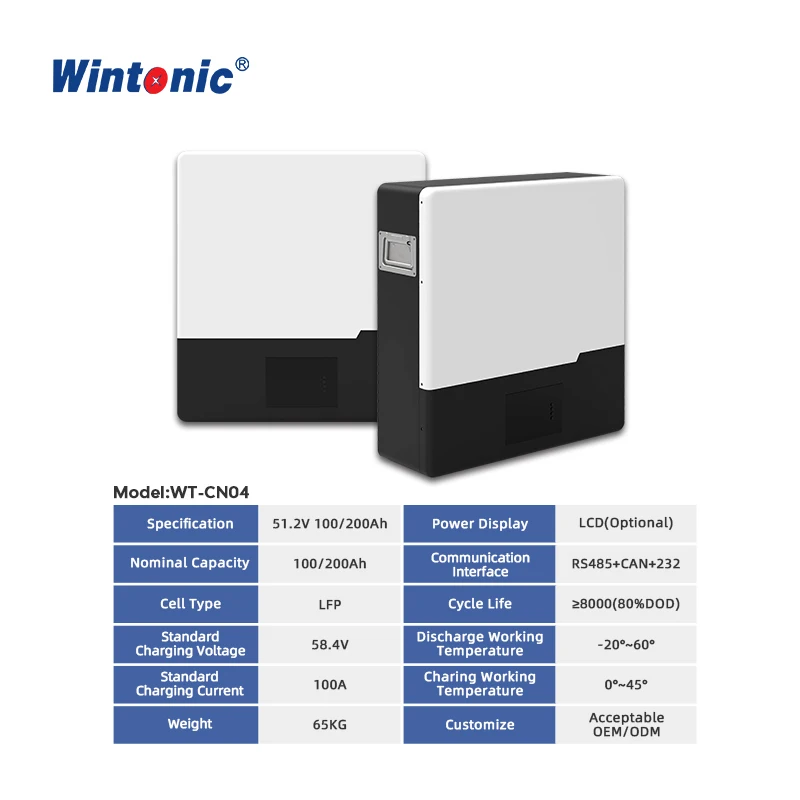 51.2V 100 200Ah wall-mounted  Energy Storage Battery PACK LFP  100AH 200AH 5KW 10KW