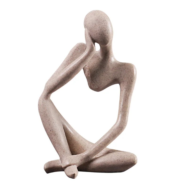Resin Statue Creative Abstract Thinker People Thinking Sculpture Miniature Figurine Craft Office Home Decoration