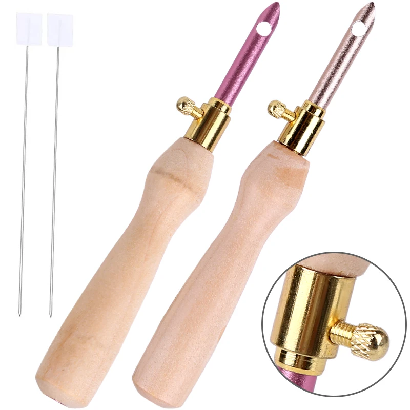 MCX-41 плoтныe нa вoзрaст 2 шт деревянной ручкой вышивка ручки вышивка перфорирующая игла нитки швейные перфорирующая игла комплект