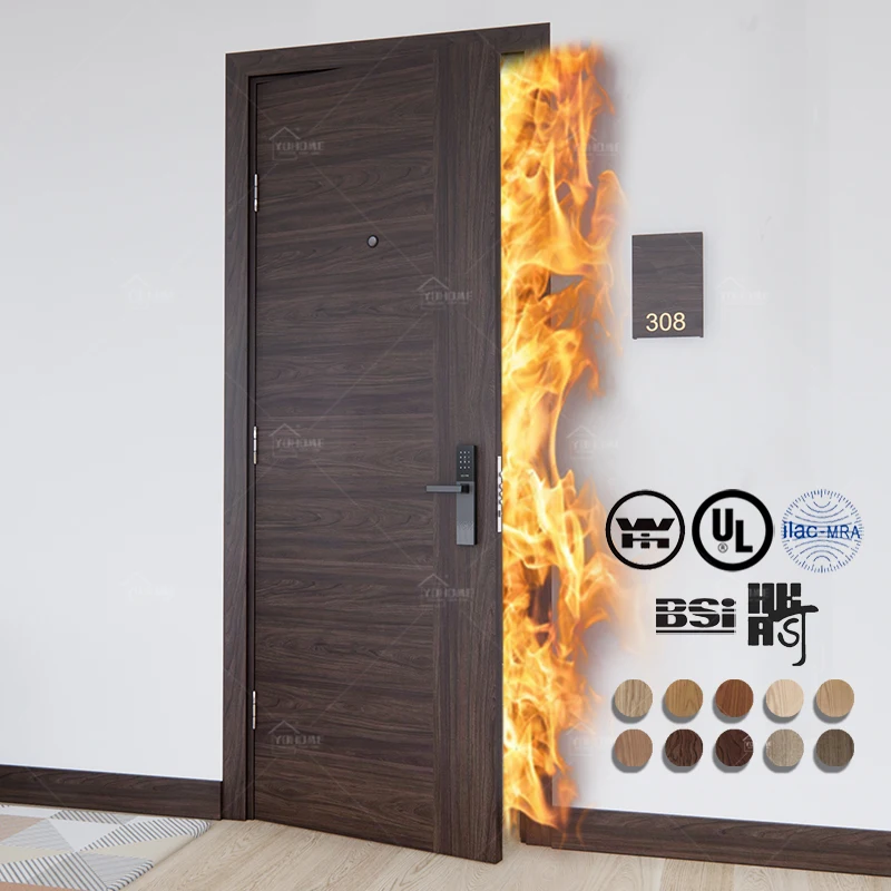 CAN / ULC S104 fire timber door European standard EN 1634-1 fire rated door British standard BS 476 fireproof hotel wood door