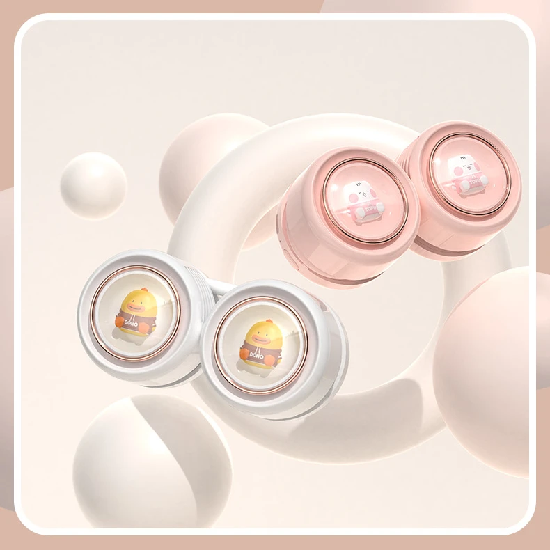 Wholesale bladeless cute animal foldable neck fan  mini ABS Low noise mute USB rechargeable air cooling cordless portable fan